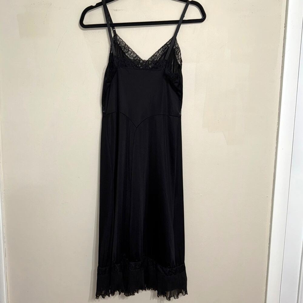 Vintage 1940s Stephenie Black Chiffon Slip Dress Rare Size - Picture 6 of 9